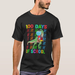 100 Days Of School Dinosaur Rex Wearing Mask Smart T-Shirt