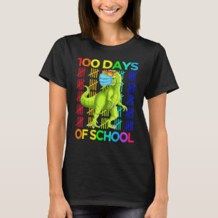 100 Days Of School Dinosaur rex Wearing Mask Smart T-Shirt