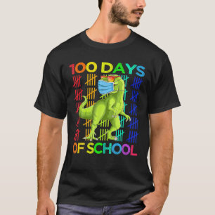 100 Days Of School Dinosaur Rex Wearing Mask Smart T-Shirt