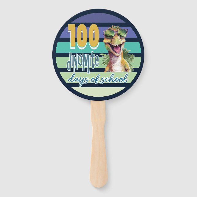 100 Days of School Dinosaur School Party Hand Fan (Front)