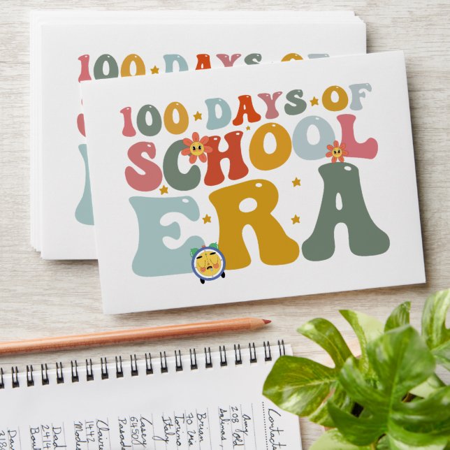  100 Days Of School Era Groovy Teacher Kids Envelope (Stacked)