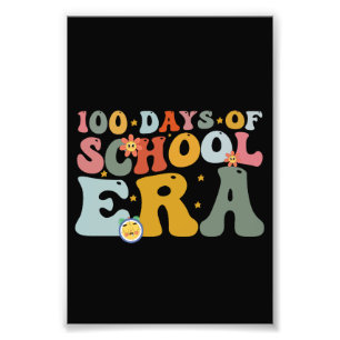  100 Days Of School Era Groovy Teacher Kids Photo Print