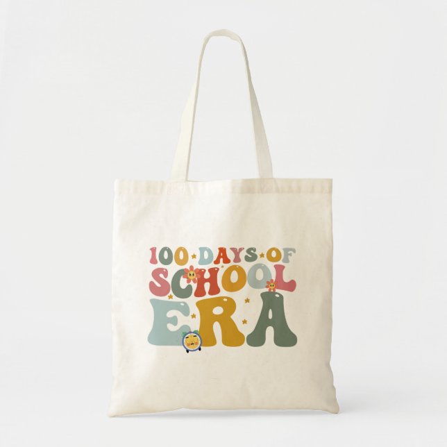  100 Days Of School Era Groovy Teacher Kids Tote Bag (Front)