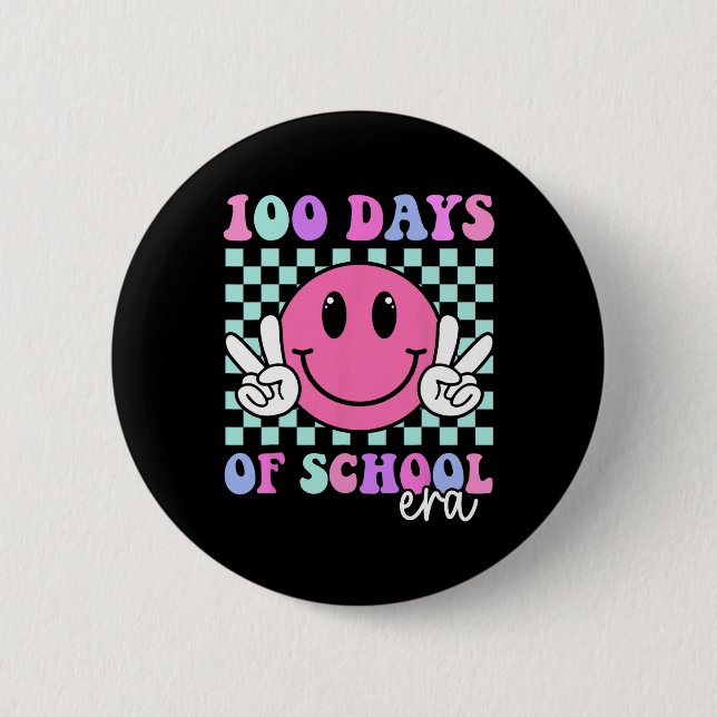100 Days Of School Era Smile Teacher Boys Girls 10 2 Inch Round Button (Front)