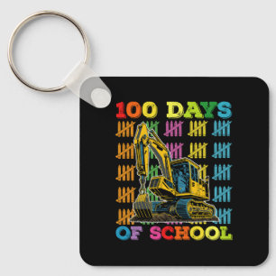100 Days Of School Excavator School Teacher Keychain