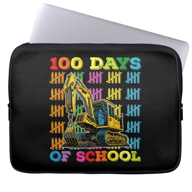 100 Days Of School Excavator School Teacher Laptop Sleeve (Front)