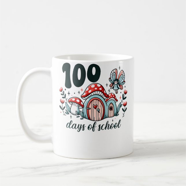 100 Days Of School Fairy Mushroom Magic Coffee Mug (Left)