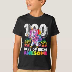 100 Days Of School Flossing Unicorn Gift For Girls T-Shirt