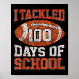 100 Days Of School Football 100th Day For Boys Kid Poster