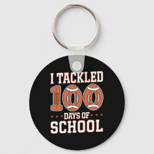 100 Days Of School Football Boys Kids Toddler 100t Keychain