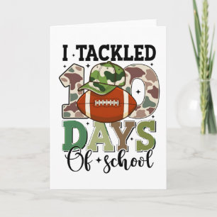 100 Days of School Football Camo Card