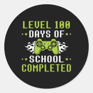 100 Days Of School  for Boys Kid Gamer Gaming 100t Classic Round Sticker
