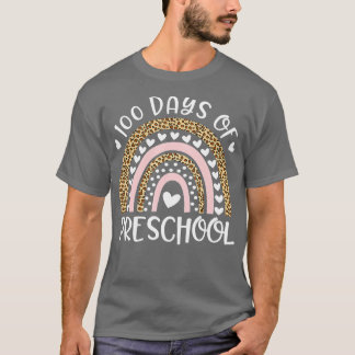 100 Days of School For Preschool Teacher Rainbow L T-Shirt