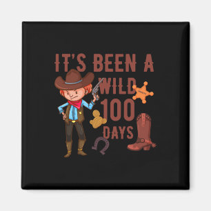 100 Days Of School For Teacher Kids Western Cowboy Magnet