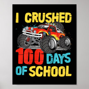 100 Days Of School For Toddler Boys Kids Monster T Poster