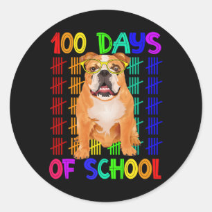 100 Days Of School French Bulldog Wearing Gles Sma Classic Round Sticker