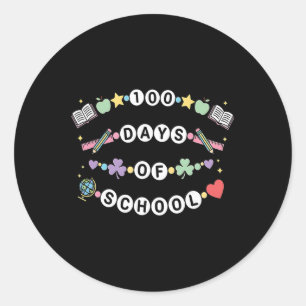 100 Days Of School Friendship Bracelets Classic Round Sticker