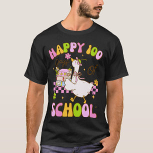 100 Days of School Funny Goose Duck for Kids Girls T-Shirt