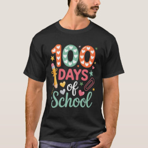 100 Days Of School Funny Retro Chequered Circle T-Shirt