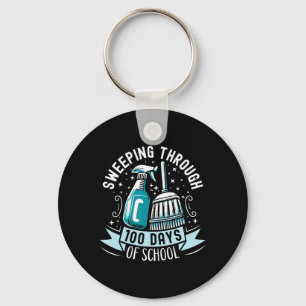 100 Days Of School Funny School Custodian Janitor  Keychain