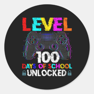 100 Days Of School Gamer Boy Level 100 Unlocked Ga Classic Round Sticker