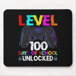 100 Days Of School Gamer Boy Level 100 Unlocked Ga Mouse Pad
