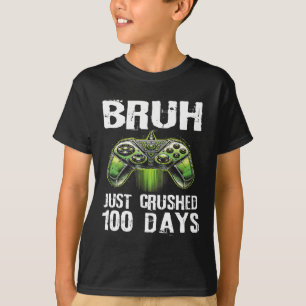 100 Days Of School Gamer Bruh Boys Kids Video Game T-Shirt