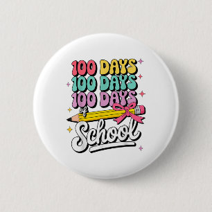 100 Days Of School Girls Coquette Bow 100th Day 2 Inch Round Button