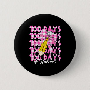100 Days Of School Girls Coquette Bow 100th Day Of 2 Inch Round Button