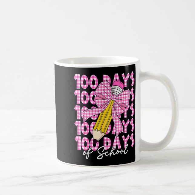 100 Days Of School Girls Coquette Bow 100th Day Of Coffee Mug (Right)