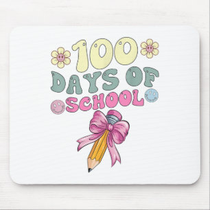 100 Days Of School Girls Coquette Bow 100th Days Mouse Pad