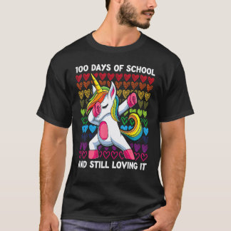 100 Days Of School Girls Shirt, Dabbing Unicorn Ki T-Shirt