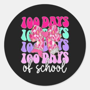 100 Days Of School Girls Teacher 100th Day Of Scho Classic Round Sticker