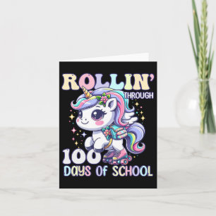 100 Days Of School Girls Teacher 100th Day Unicorn Card