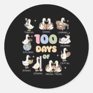 100 Days Of School Goose Teache Classic Round Sticker