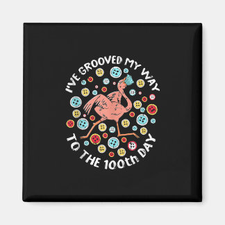 100 Days Of School Groove Flamingo Face Mask Magnet