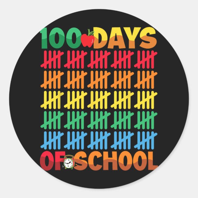 100 Days Of School Happy 100th Day Of School Teach Classic Round Sticker (Front)