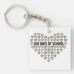 💖 100 Days of School Heart Design Keychain