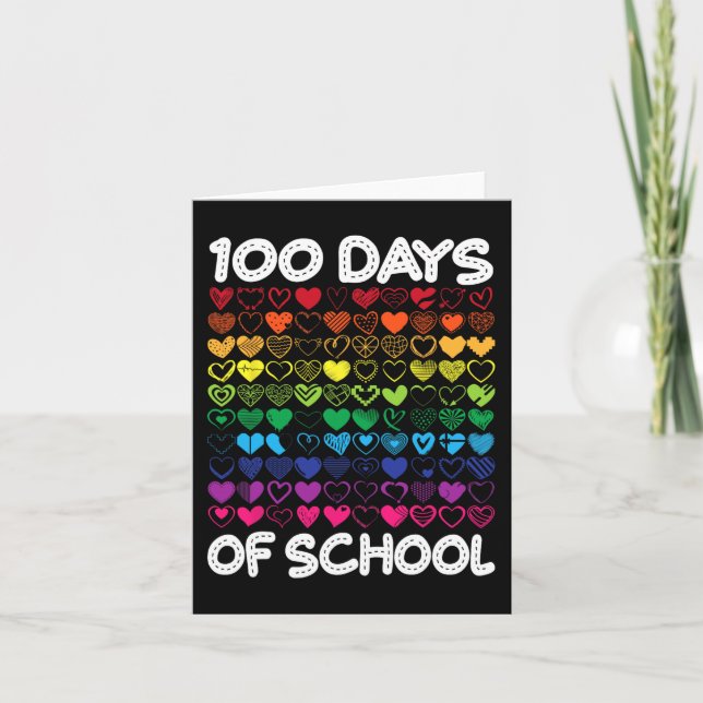 100 Days Of School Heart Love Teacher Or Student 1 Card (Front)