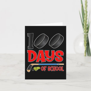 100 Days of School Hockey Student Kids Teacher  Card