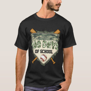 100 Days Of School Home Plate Camo Baseball Drippi T-Shirt