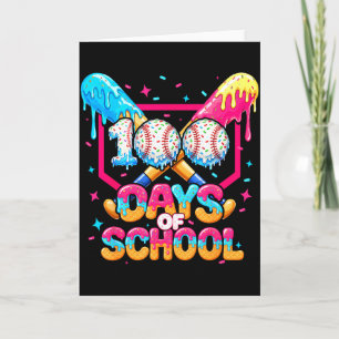 100 Days Of School Ice Cream Baseball Player For K Card