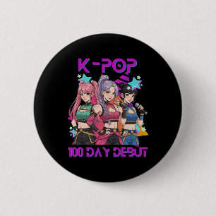 100 Days Of School K Pop 100 Days Stronger Kids K- 2 Inch Round Button