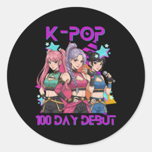 100 Days Of School K Pop 100 Days Stronger Kids K- Classic Round Sticker