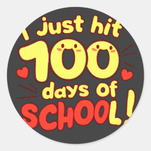 100 Days of School Kawaii Style Design Classic Round Sticker