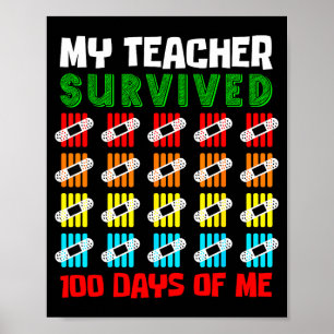 100 Days Of School Kids 100th Day Of School Costum Poster