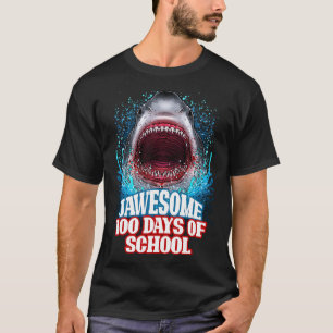 100 Days Of School Kids Adults Great White Shark T-Shirt