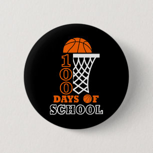 100 Days of School Kids Basketball 100th day of sc 2 Inch Round Button