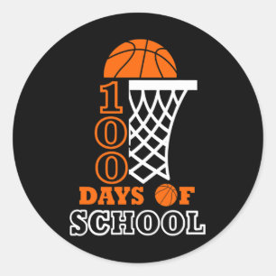 100 Days of School Kids Basketball 100th day of sc Classic Round Sticker
