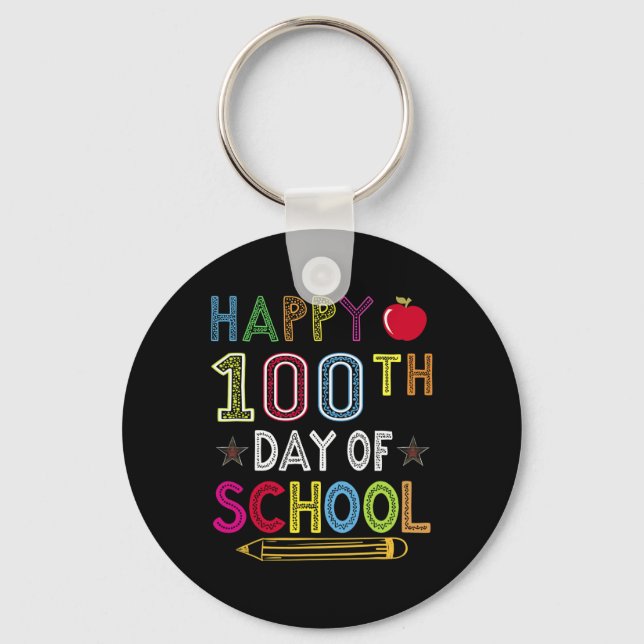 100 Days Of School Kids Gift For Student  Keychain (Front)